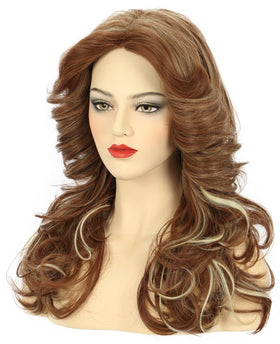 Karlery 70s costume wig brown curls ideal for themed events