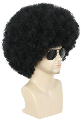 Karlery Afro curly wig side view showcases natural movement for concerts and cosplay.