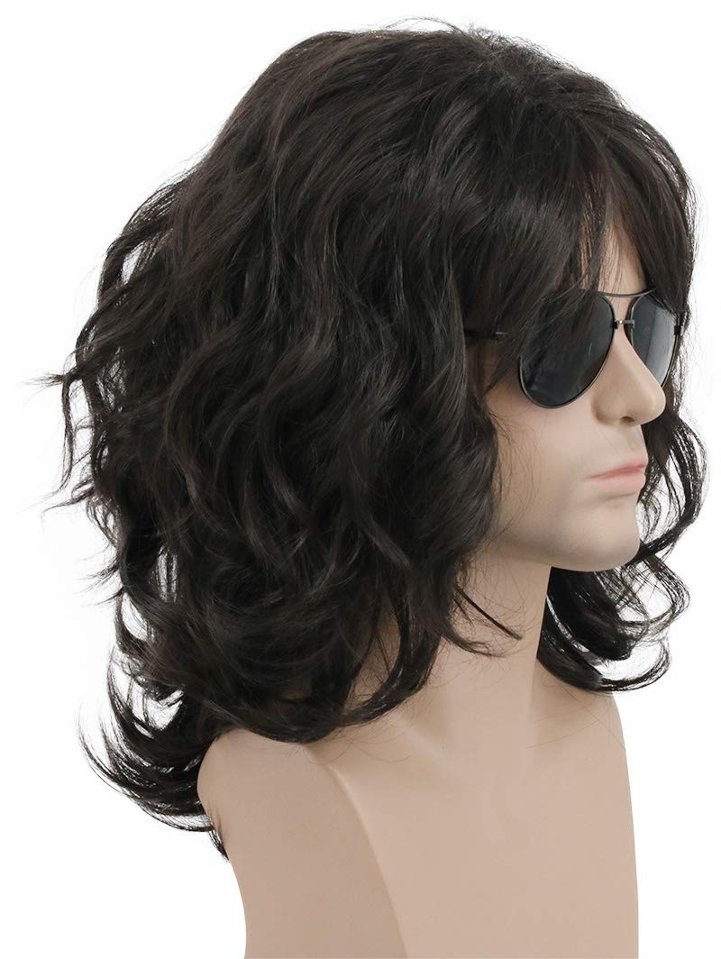 Karlery California 70s-80s rocker wig cosplay look in dark brown for anime events.