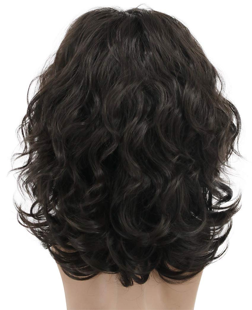 Karlery California rocker wig Halloween costume idea in dark brown with dramatic curls.