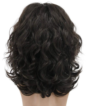 Karlery California rocker wig Halloween costume idea in dark brown with dramatic curls.