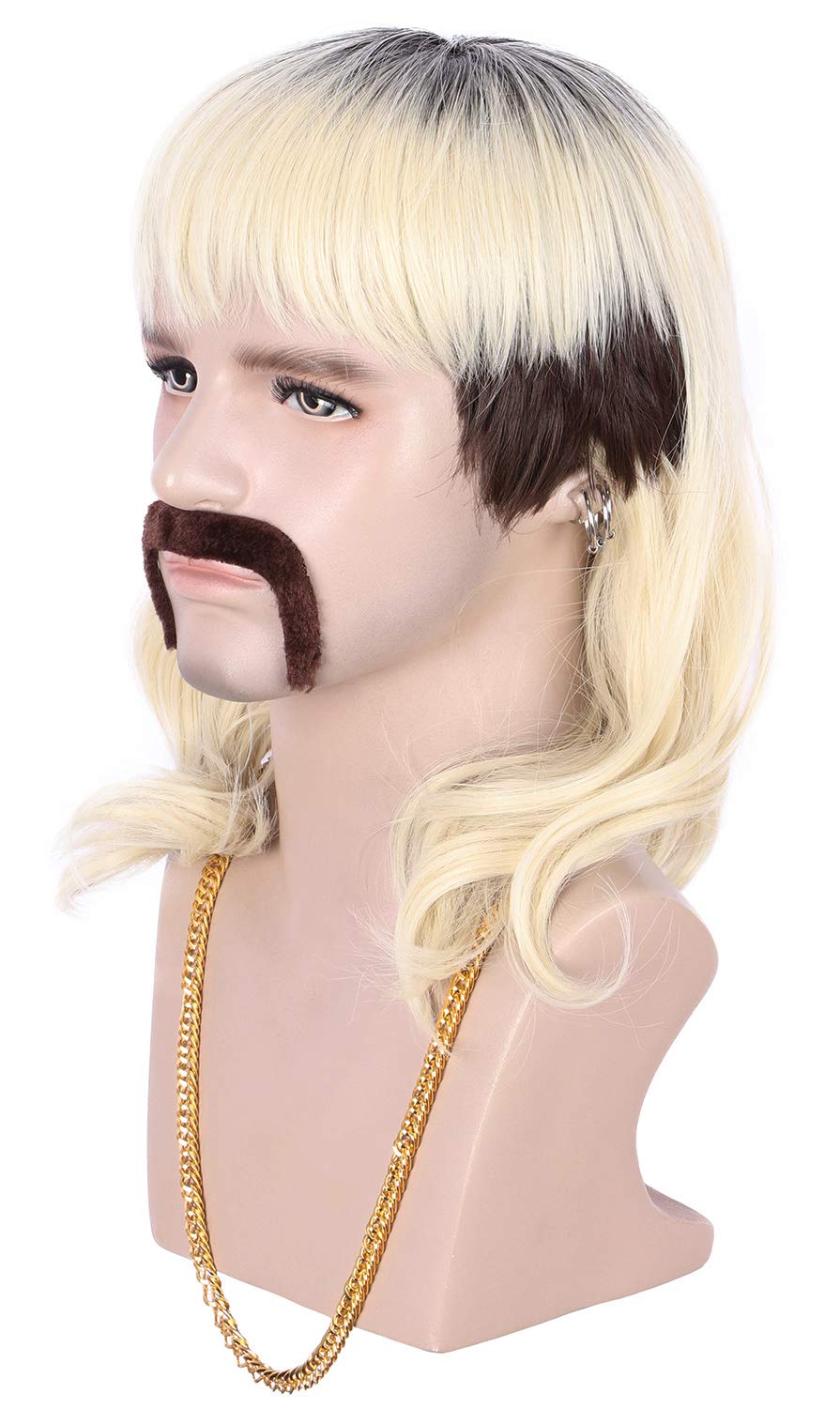 Karlery rocker wig back view long wave beige for full silhouette.