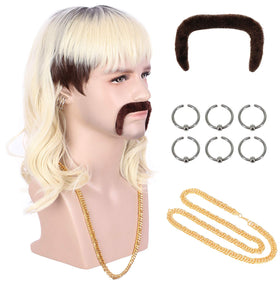 Karlery rocker wig front view long wave beige for cosplay and daily wear.
