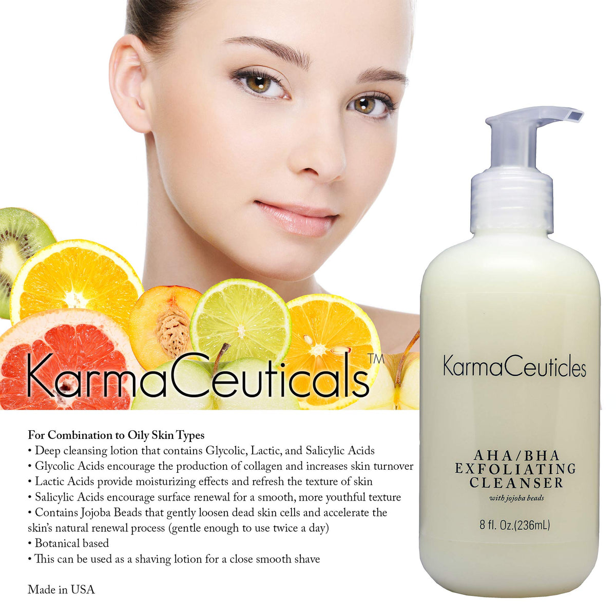 KarmaCeuticles 8oz bottle back-label with usage guidance