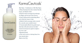 KarmaCeuticles exfoliating cleanser foam on skin for a refreshing feel