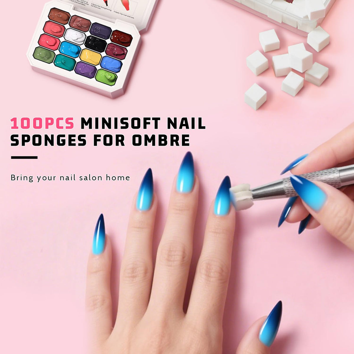 Karroy ombre gradient nail art sponges demonstrate easy color blending.