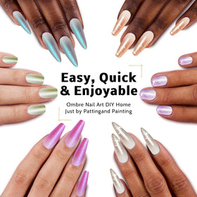 Karroy ombre gradient nails in progress using sponge-patting technique
