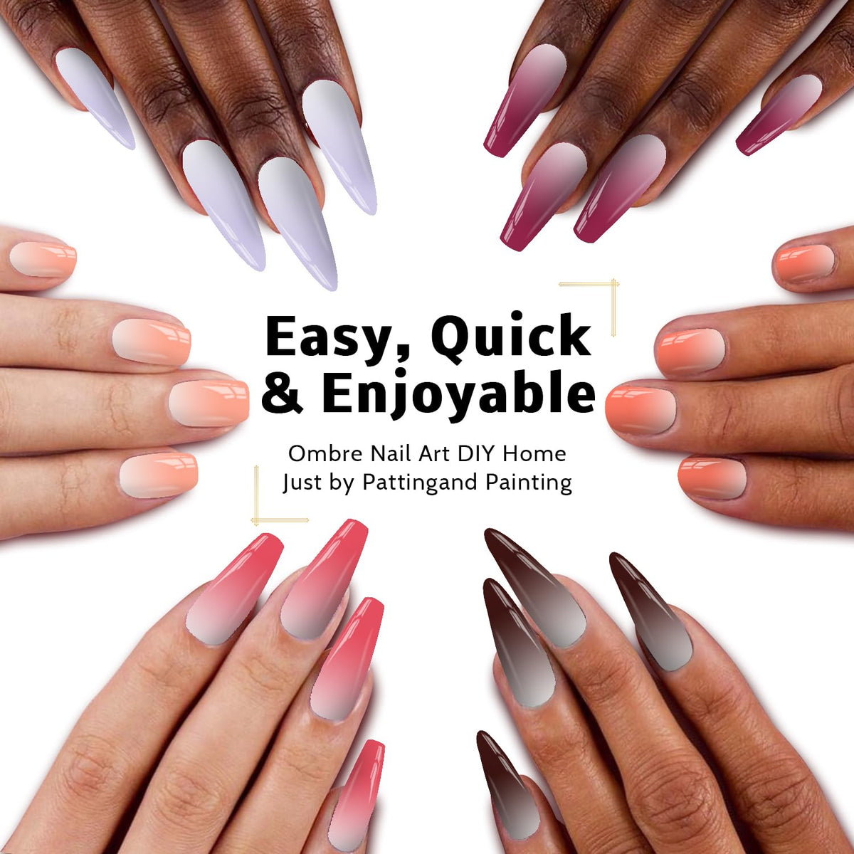 Karroy ombre gradient nails sample showing color transitions