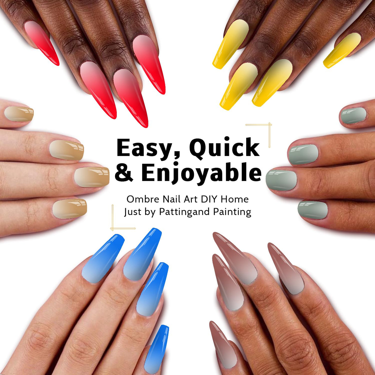 Karroy ombre nails gradient delivers vivid color with simple patting.