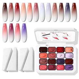 Karroy sponge pat gel nail palette with 16 colors for smooth ombre nails