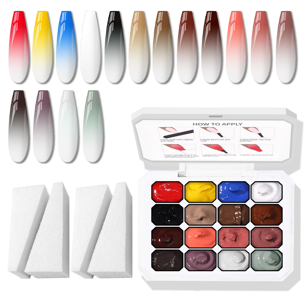 Karroy sponge-pat nail gel for easy at-home gradient application.