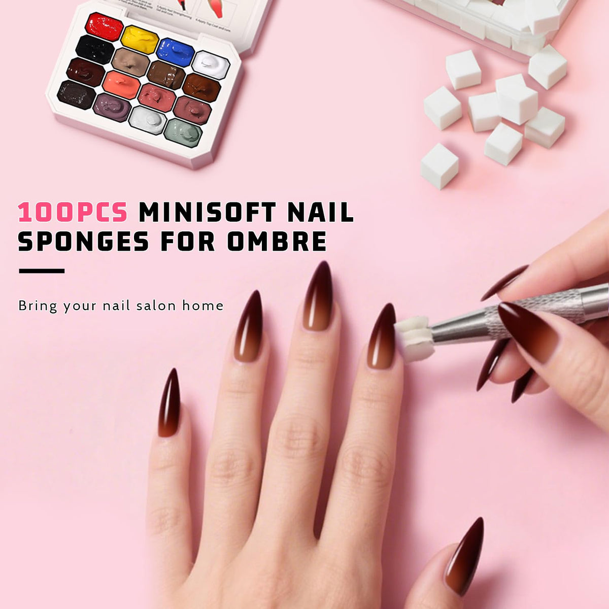 Karroy sponges collection enabling easy color pickup for soft ombre effects.