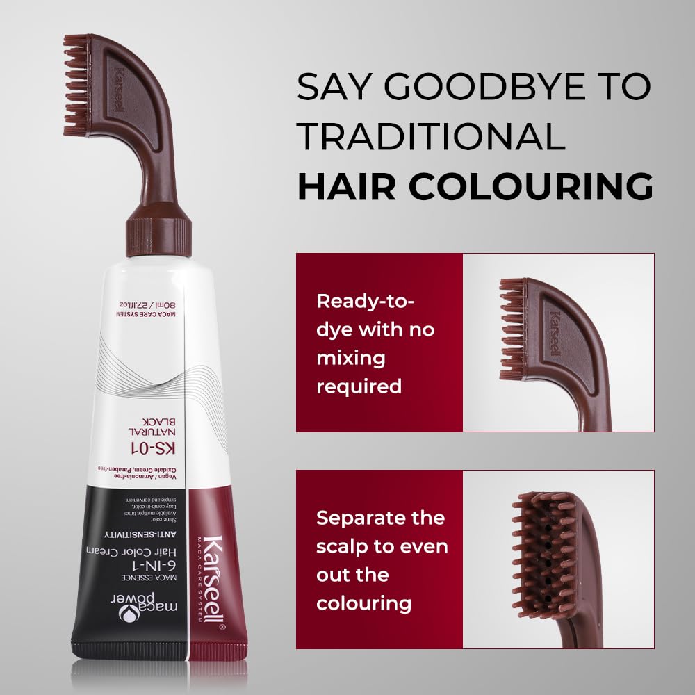 Karseell at-home color process: apply, wait 30–40 minutes, rinse.