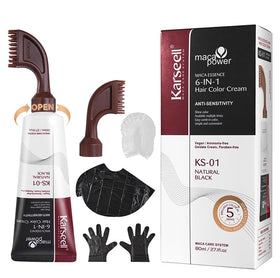 Karseell black hair dye with comb applicator for easy at-home coloring.