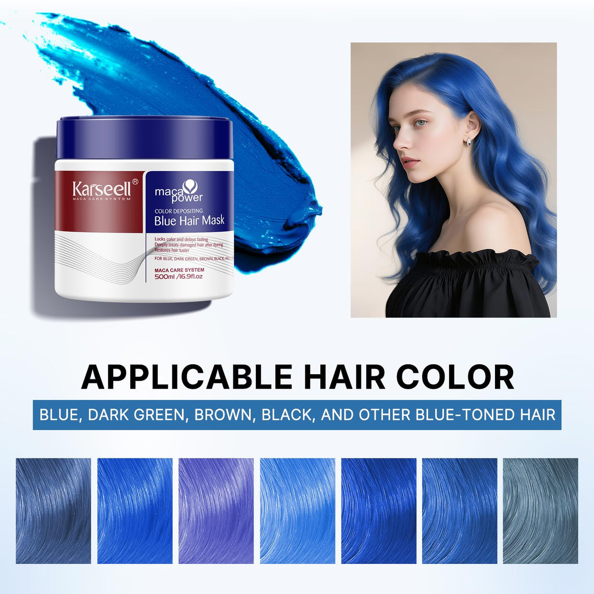 Karseell Blue Color Depositing Conditioner close-up texture highlights rich moisture and shine