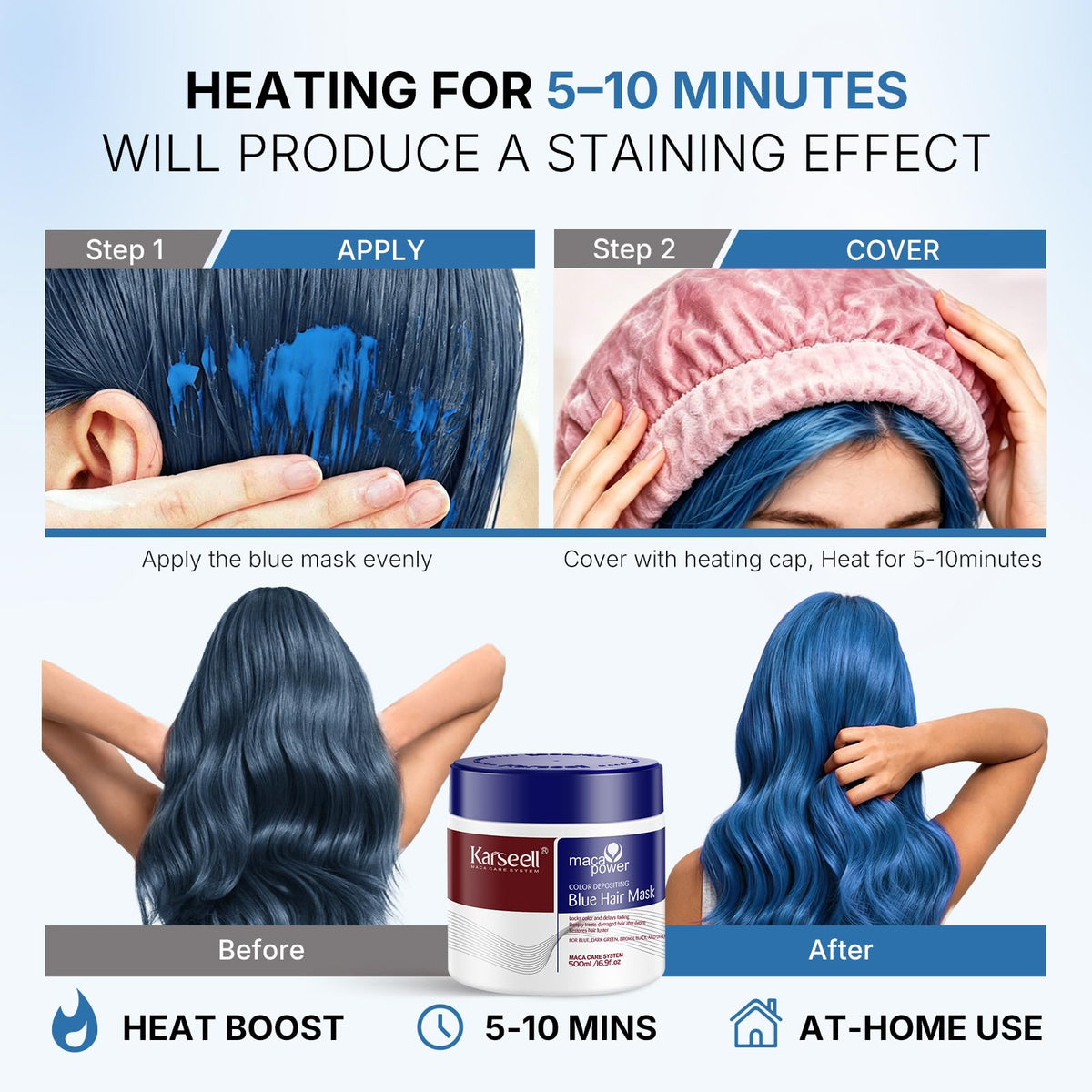 Karseell Blue Color Depositing Conditioner color-refresh scene for longer-lasting vibrancy