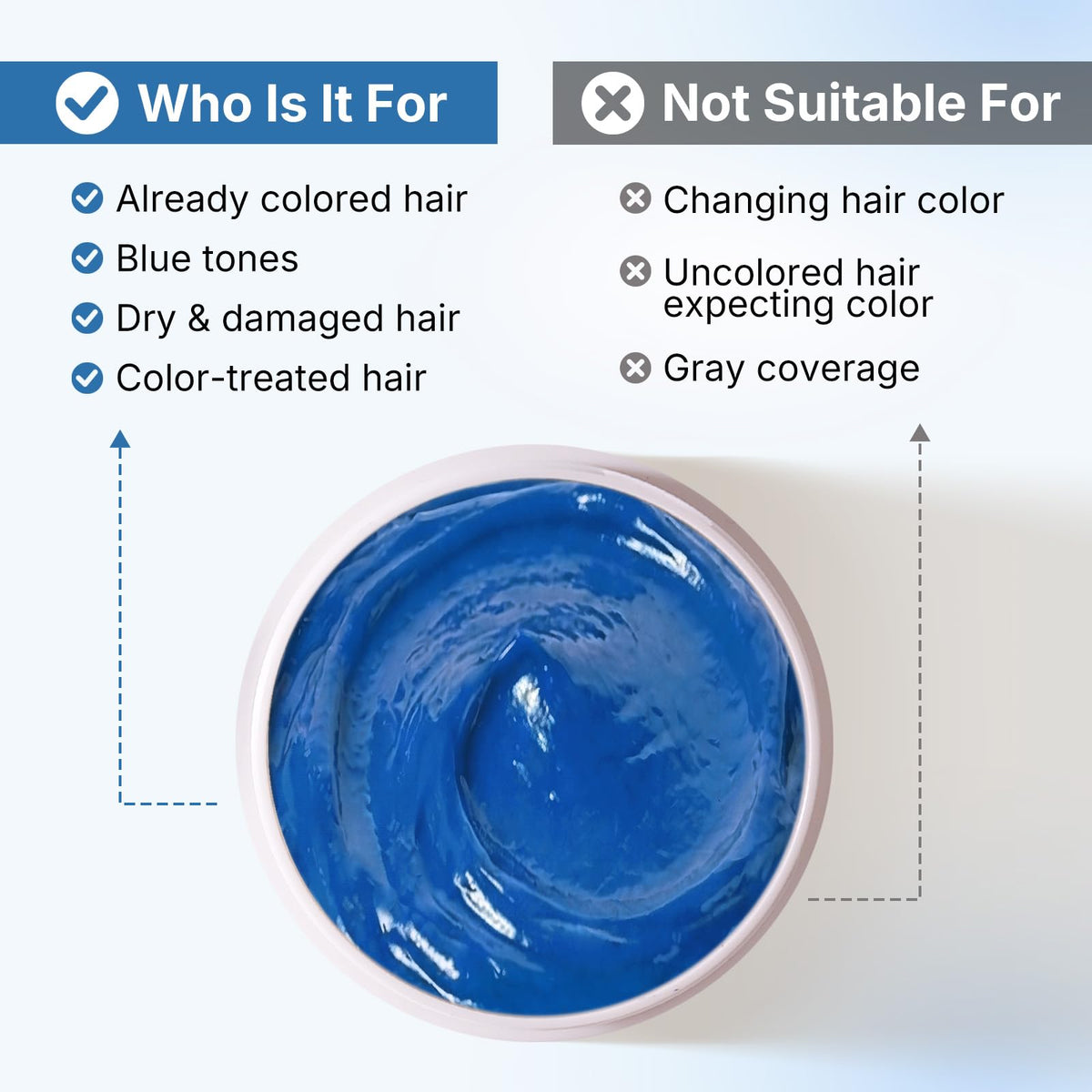Karseell Blue Color Depositing Conditioner on damp hair for even color refresh and conditioning