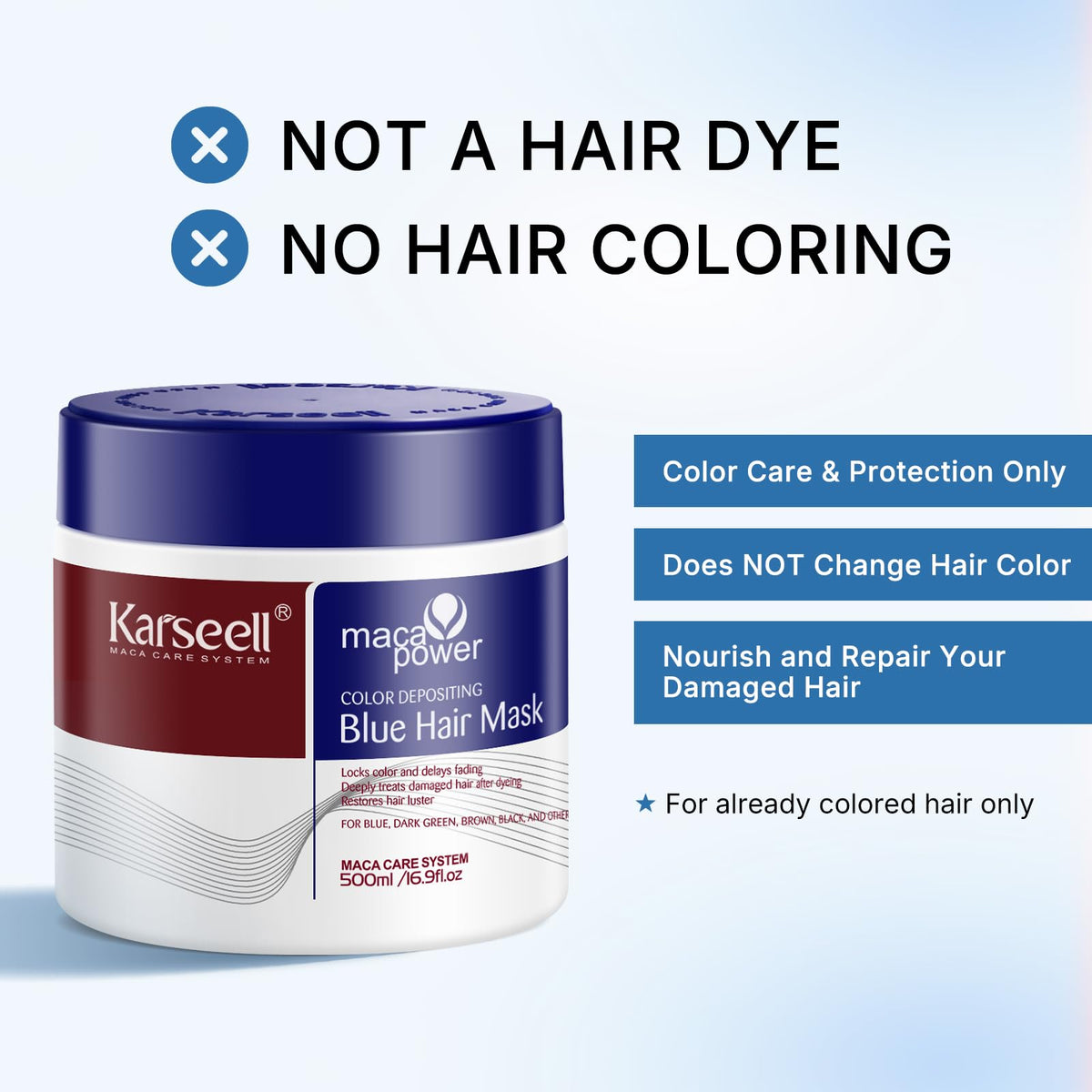 Karseell Blue Color Depositing Conditioner dispense action shows easy at-home application for color touch-ups