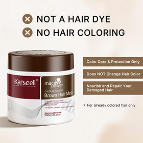 Close-up of Karseell bottle showing brown shade and color boost