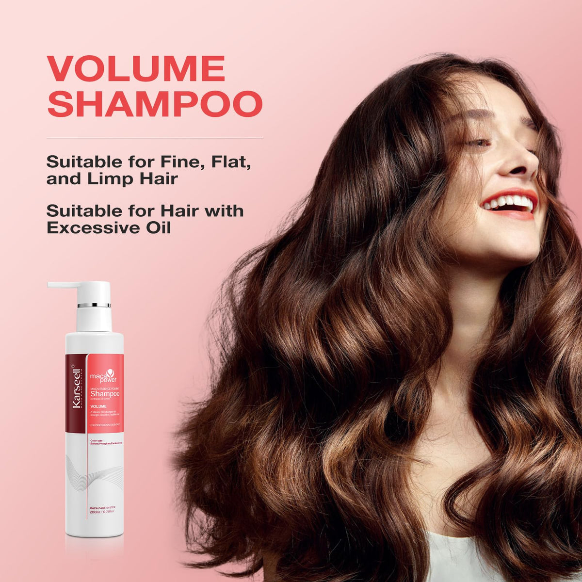 Karseell Volume Shampoo foamy lather cleanses gently for delicate strands.