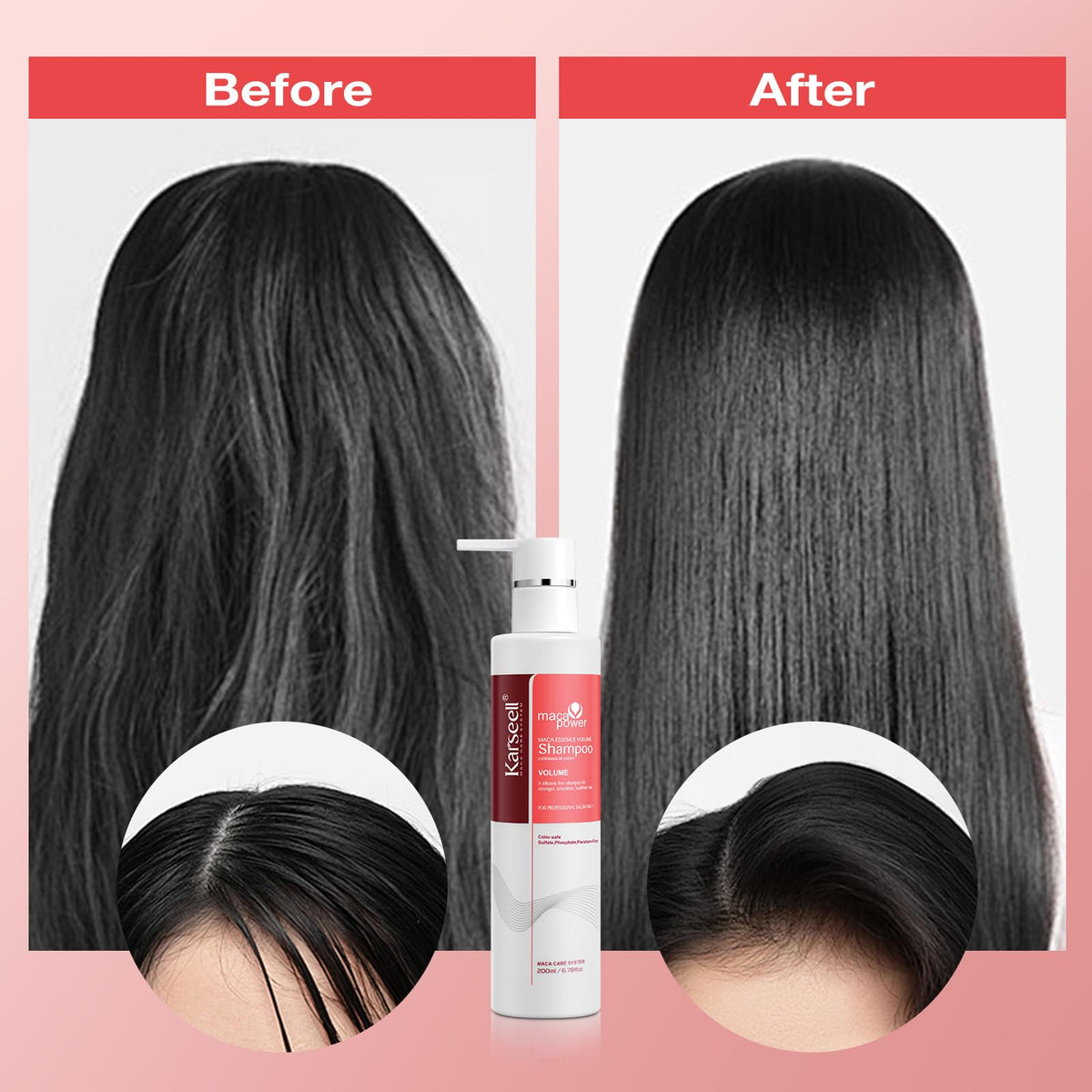 Karseell Volume Shampoo packaging highlights 200ml size for travel.