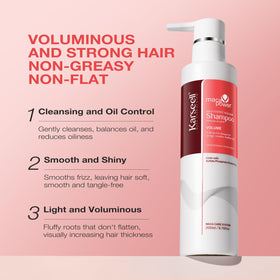 Karseell Volume Shampoo pour action showing even distribution for light lift.
