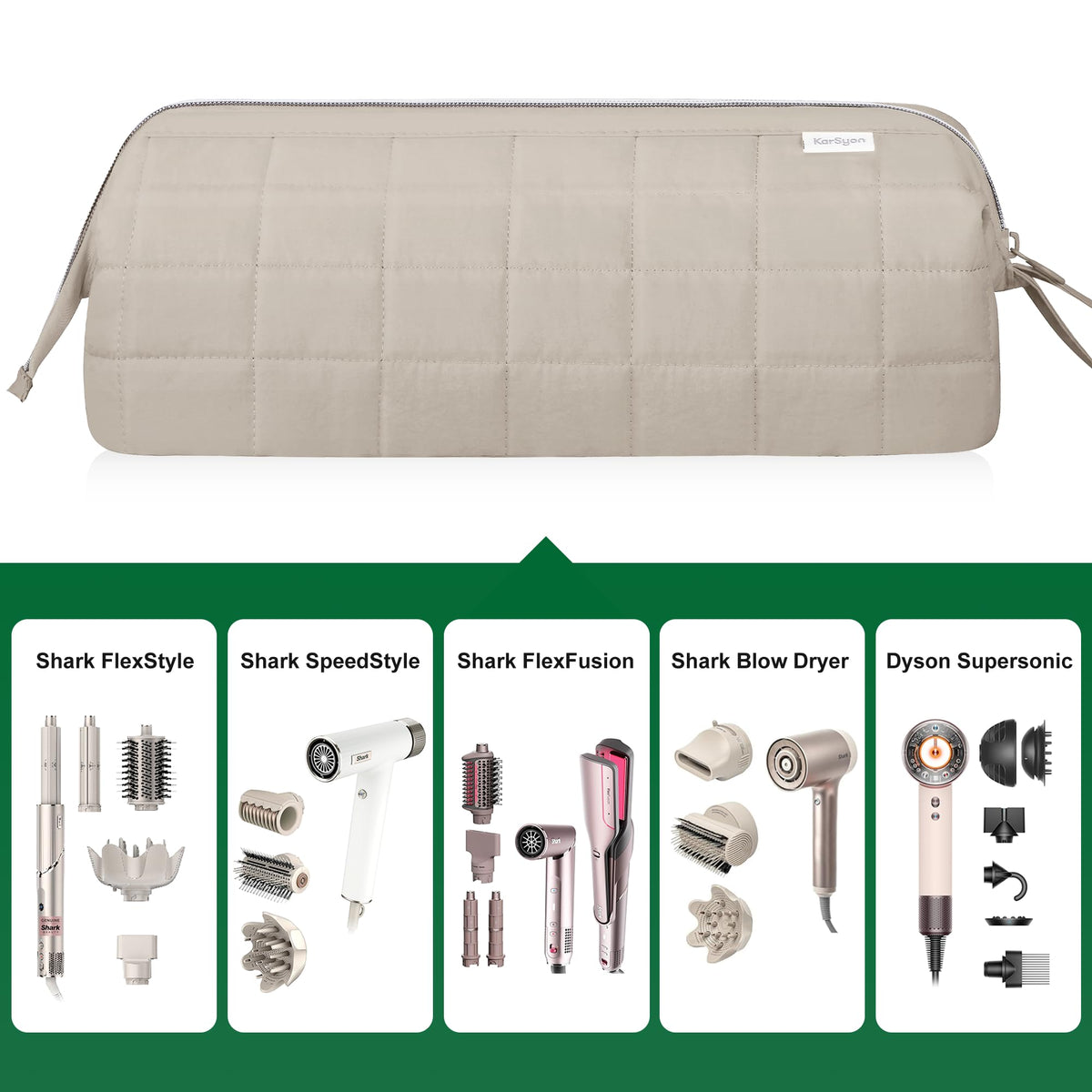 KarSyon Dyson Airwrap compatible travel case keeps attachments organized