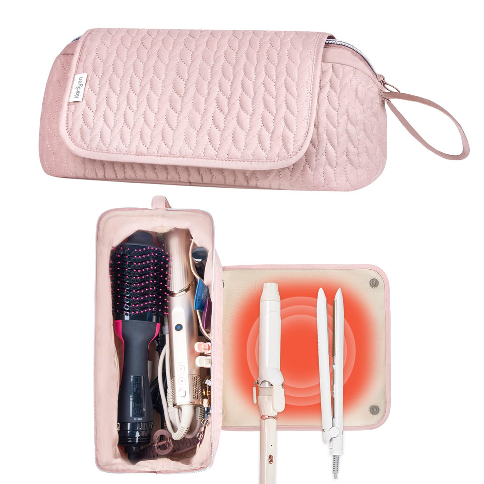 KarSyon Hair Tools Travel Bag pink front view highlights on-the-go organization