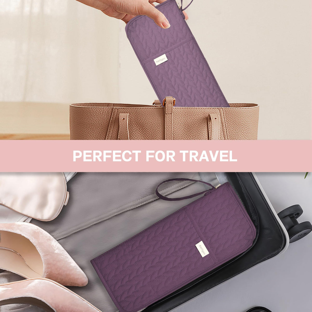 KarSyon hangable hair tools holder keeps essentials accessible on any rack.
