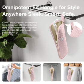 KarSyon hanging hook for hair tools in pink keeps tools within reach.