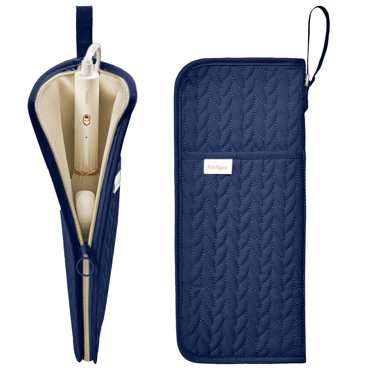 KarSyon hot tools organizer blue front view shows organized storage.