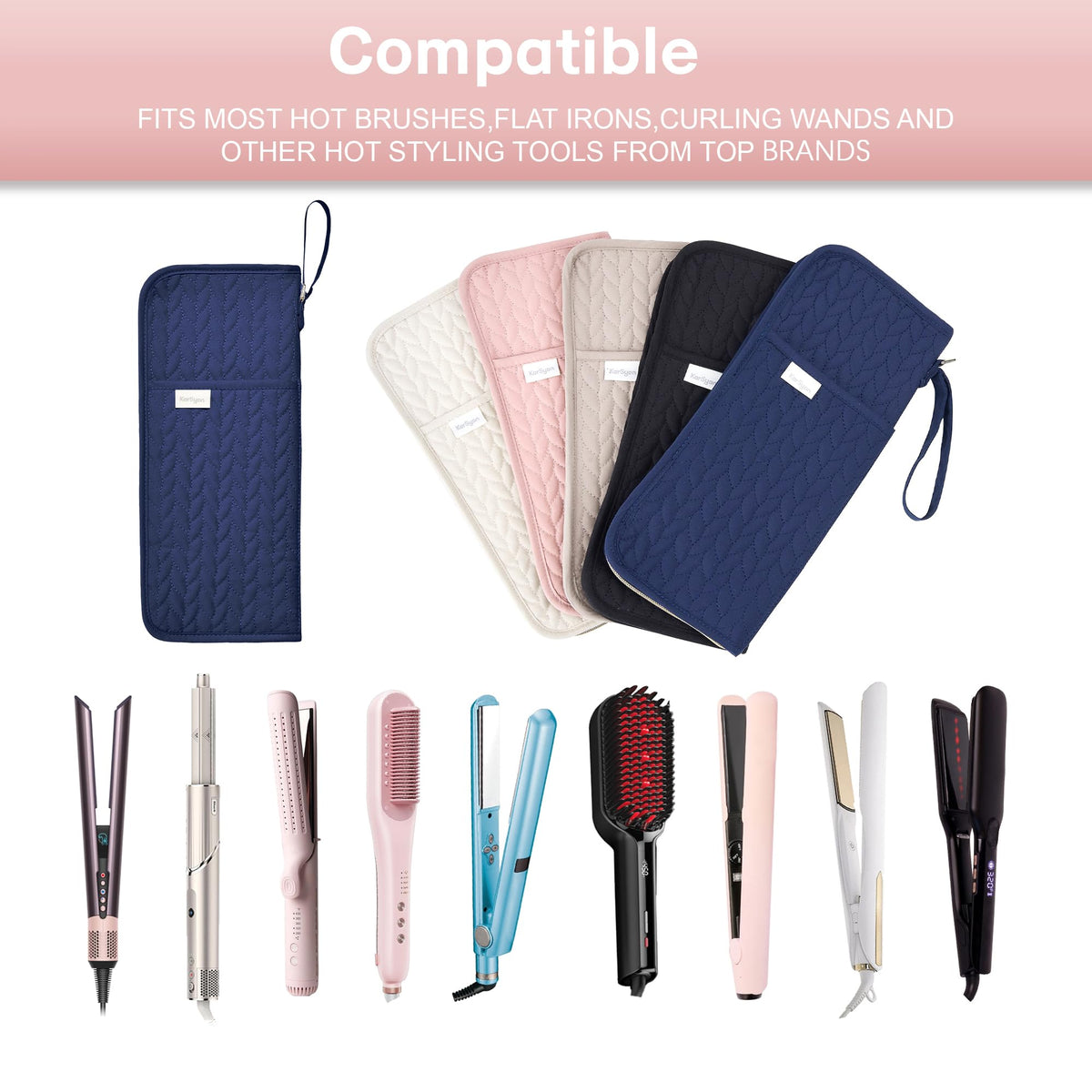 KarSyon blue fabric with soft peach skin texture cushions tools and resists scratches.