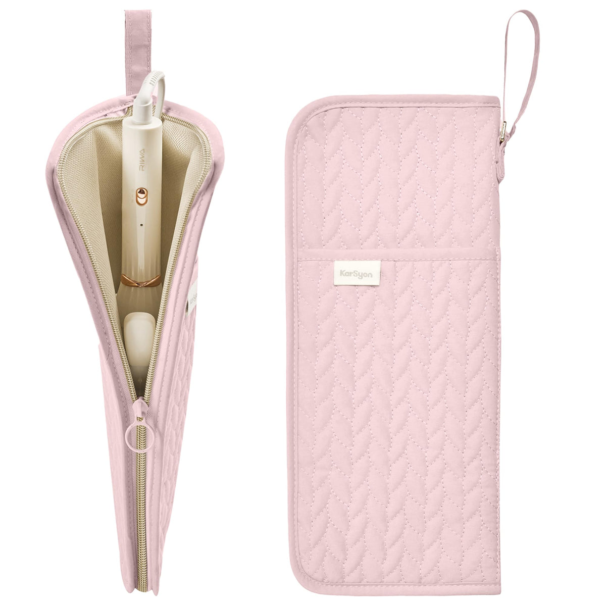 KarSyon hot tools organizer mat in pink keeps hot tools safe and surfaces protected.