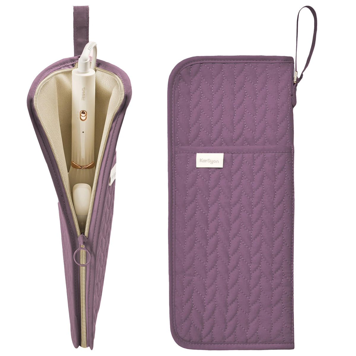 KarSyon purple hot tools organizer mat for travel-ready curling irons.
