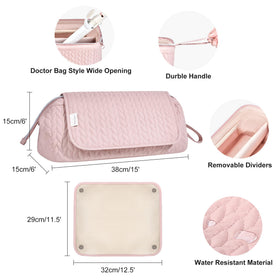 KarSyon bag features large zip pocket for hair accessories and cords