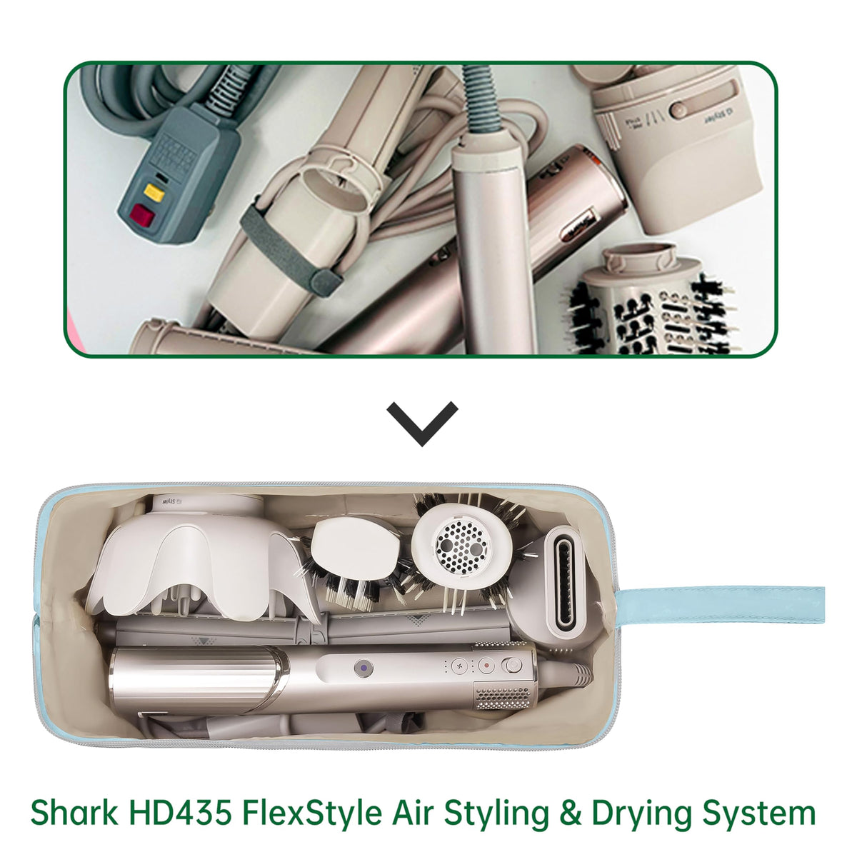 KarSyon Shark Flex Style Case light blue hanging carry for easy storage.