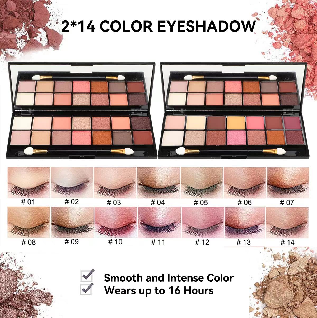 KARUIZI 14-color eyeshadow palette open for vibrant daily eye looks
