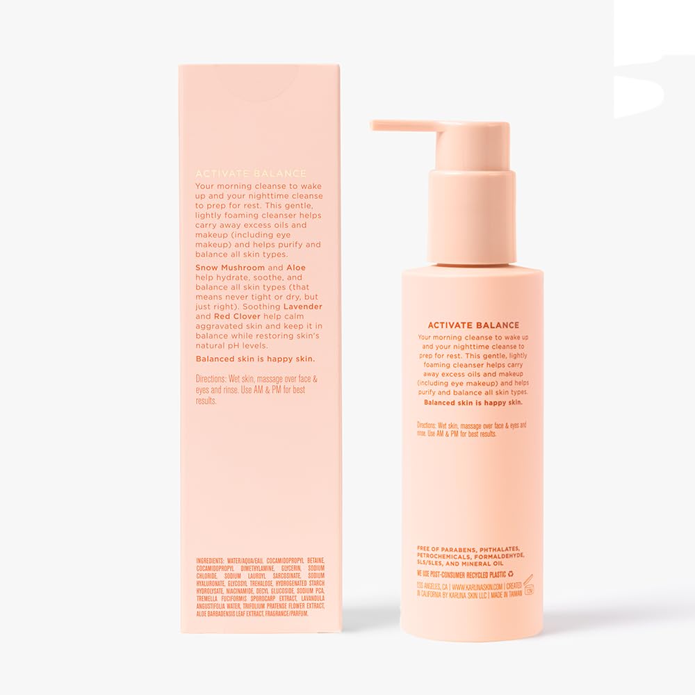 Karuna Balancing cleanser in morning routine with damp skin