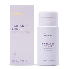 Karuna Hydrating Face Toner bottle close-up showing glow and hydration.