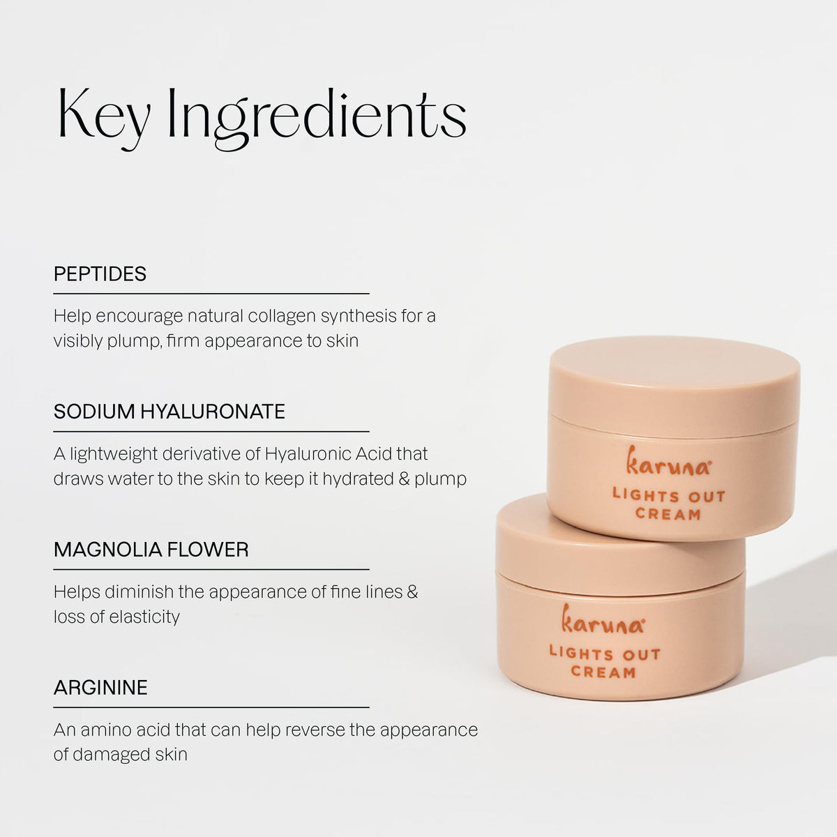 Karuna Lights Out Cream texture swirl illustrating a smooth, barrier-friendly consistency.