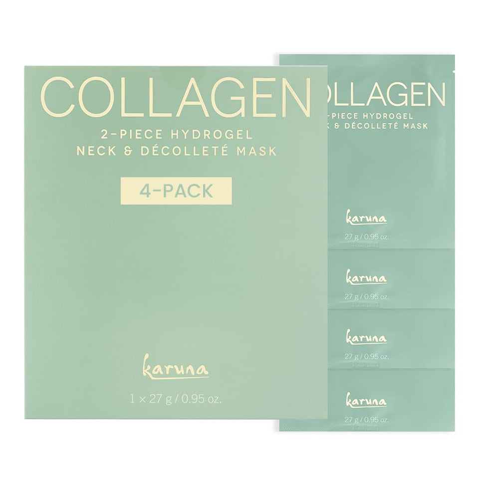 Karuna neck and chest hydrogel mask pack ready for targeted hydration.