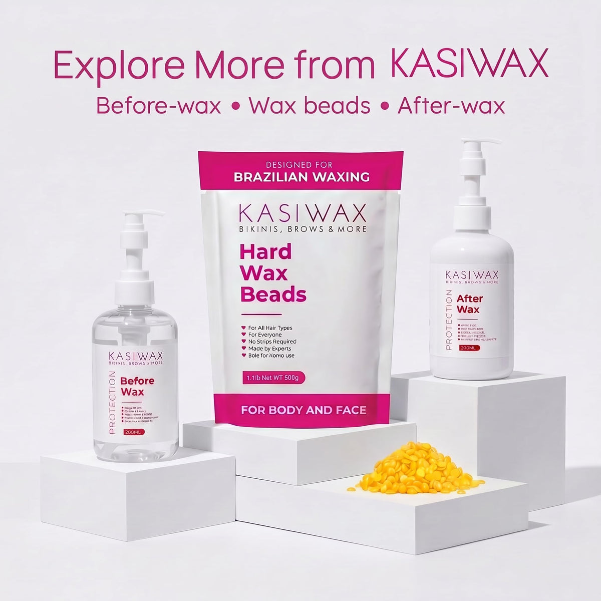 KASIWAX all-skin-types wax beads provide strong grip on coarse hair.