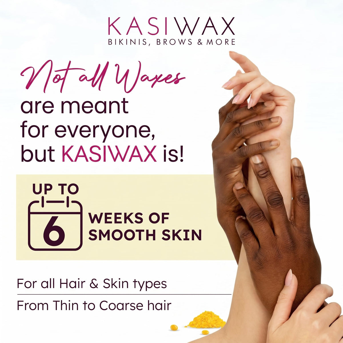 KASIWAX legs waxing beads deliver lasting smooth skin for daily wear.