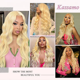 Kassamo 613 pre-plucked wig close-up shows natural hairline.