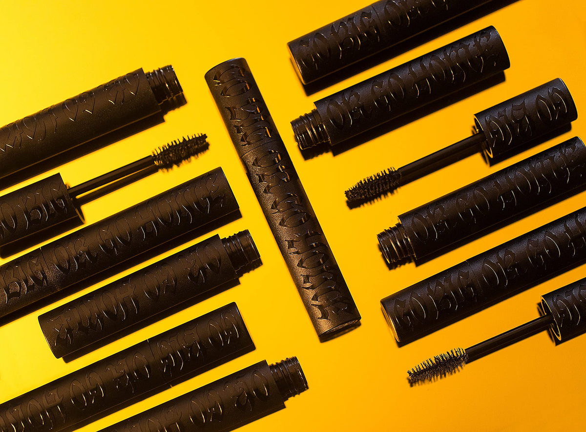 Kat Von D Go Big mascara application close-up, dramatic volume without clumping.