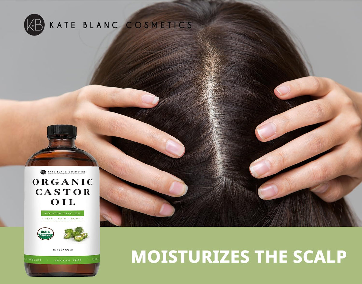Eyelashes and eyebrows nourished with Kate Blanc castor oil application
