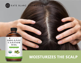 Eyelashes and eyebrows nourished with Kate Blanc castor oil application