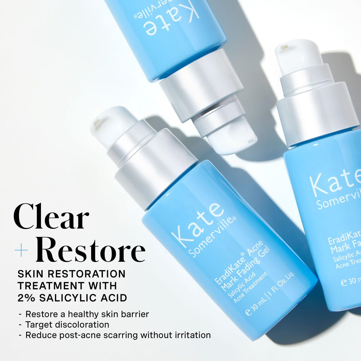 Texture close-up of EradiKate gel shows smooth, absorbent formula with active ingredients
