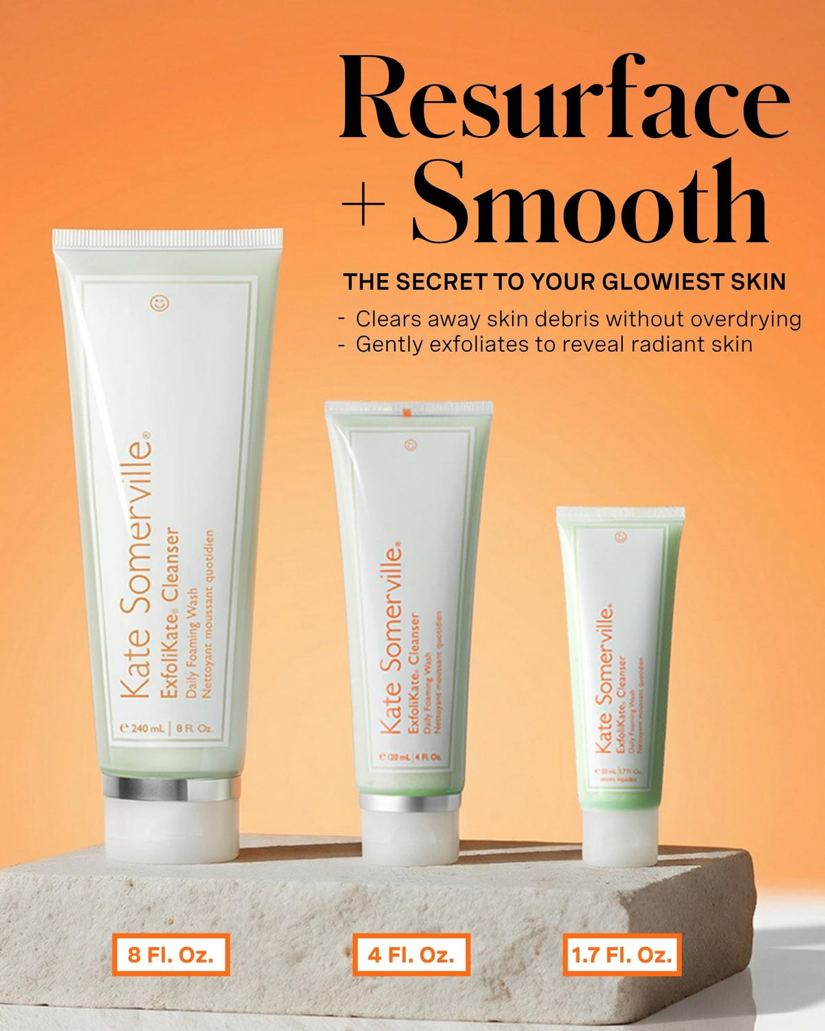 Kate Somerville ExfoliKate Cleanser pump dispenser showing easy daily application.