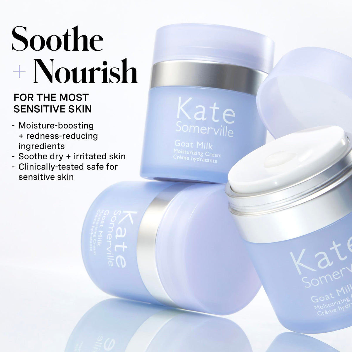 Kate Somerville Goat Milk Moisturizing Cream texture swatch showing light, nourishing finish.